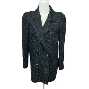 Karizma Black Tweed Double-Breasted Coat